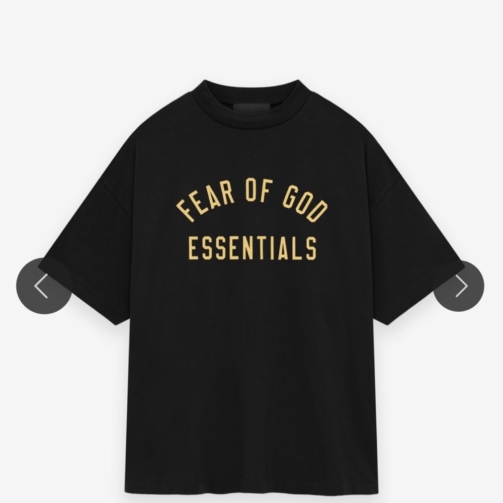 Fear of God Black Tee with Gold Lettering